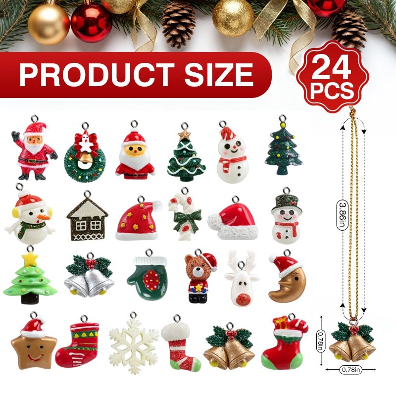 Naler 24PCS Mini Christmas Ornaments, Resin Design with Santa Claus, Snowman, Reindeer and More for Christmas Decoration - Image 2